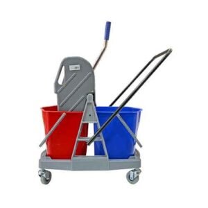 Double mop bucket with wringer